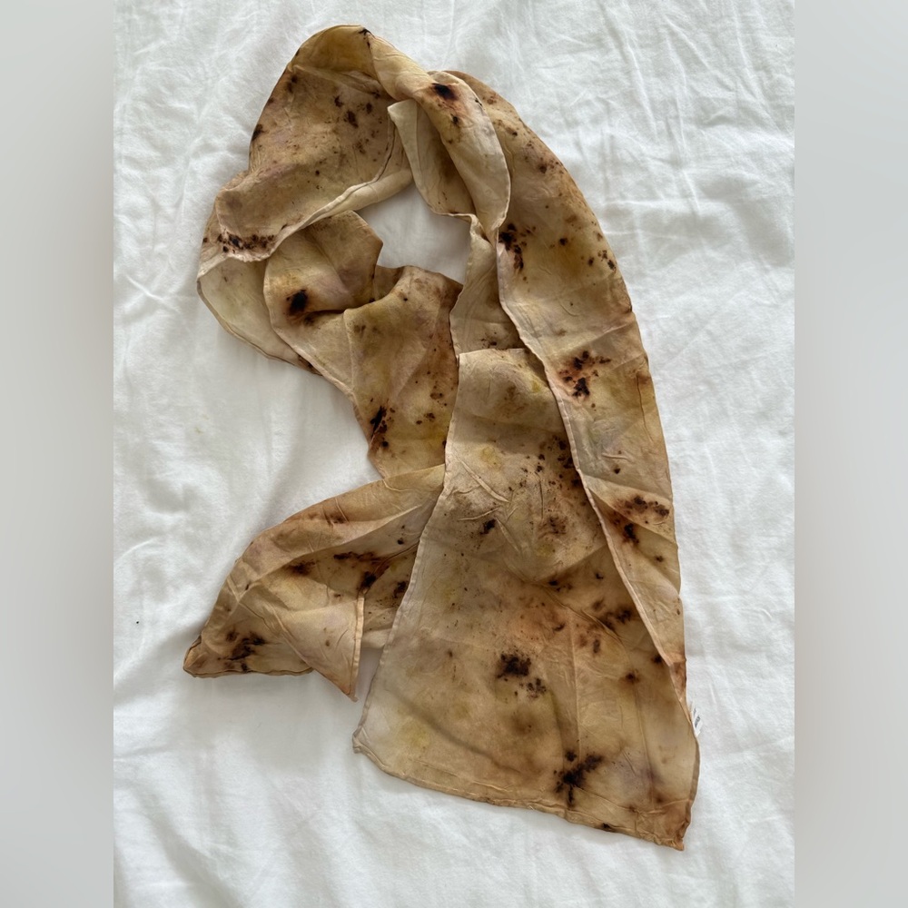 Eco Hand-Dyed Sheer Scarf in Gold Taupe and Brown
